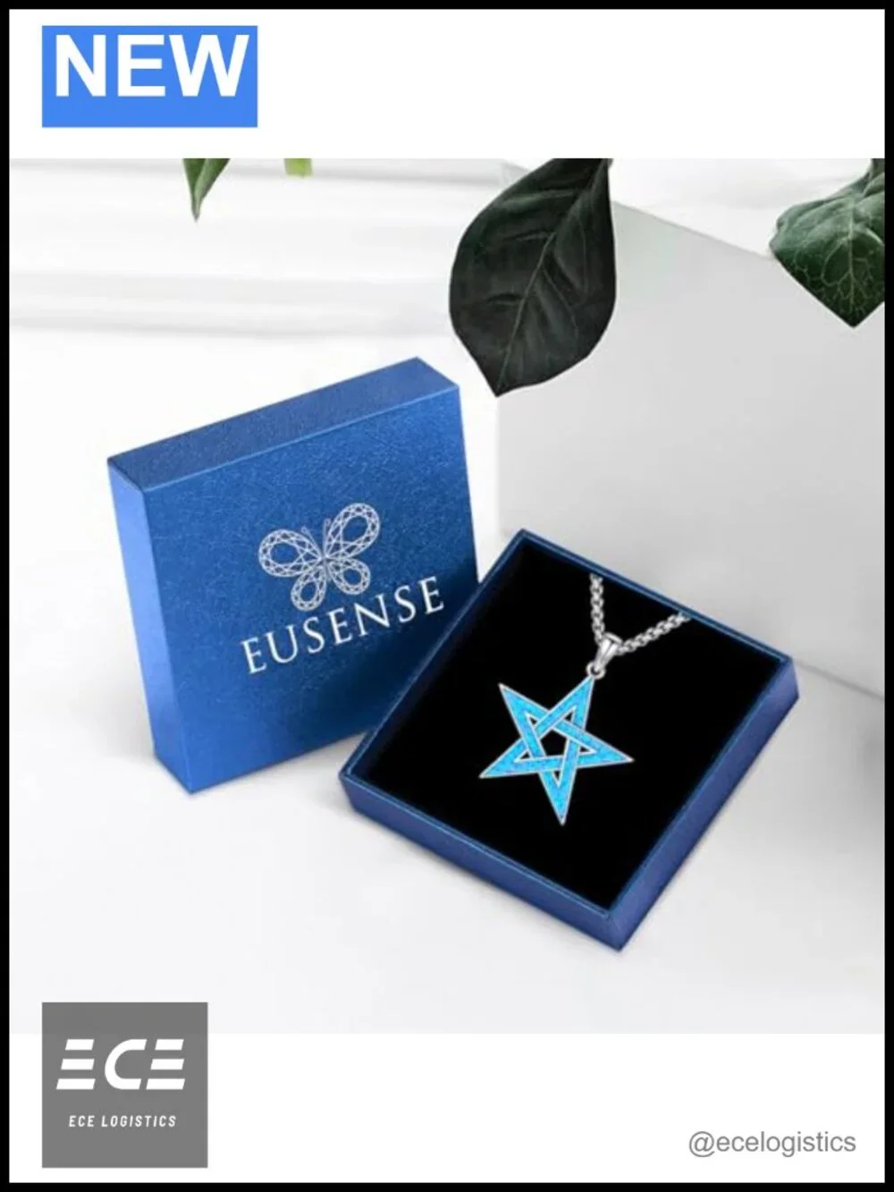 Sterling Silver Pentacle Star Necklace Genuine Blue Opal Adjustable